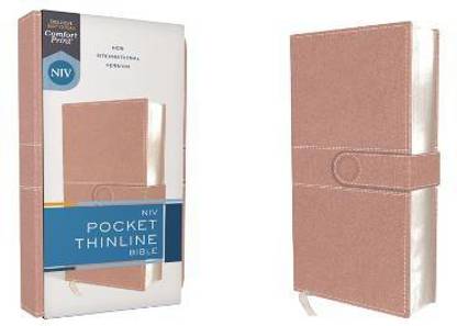 NIV, Pocket Thinline Bible, Leathersoft, Pink, Snap Closure, Red Letter, Comfort Print  (English, Leather / fine binding, Zondervan)